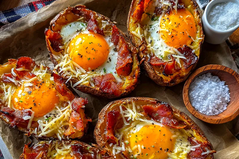 Fresh ingredients for Baked Egg Potato Boats