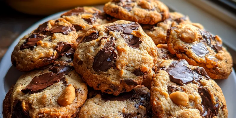 Delicious Banana Chocolate Chip Cookies served on a plate
