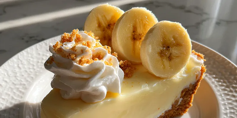 Delicious Banana Cream Cheesecake Delight served on a plate