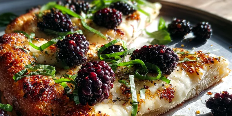 Delicious Blackberry Basil Pizza served on a plate