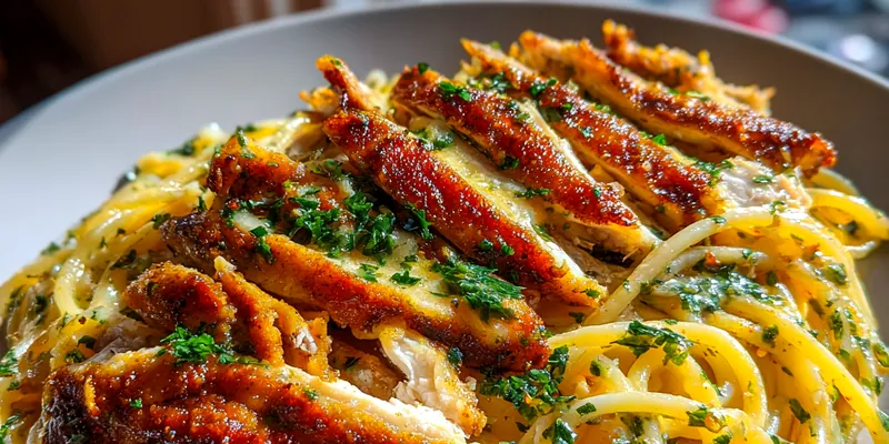 Delicious Cajun Chicken Spaghetti served on a plate