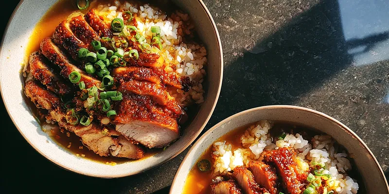 Delicious Caramelized Soy Chicken Bowl served on a plate