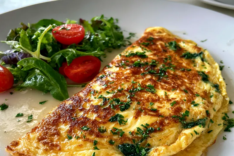 Cooking process for Cheese and Spinach Omelet Delight