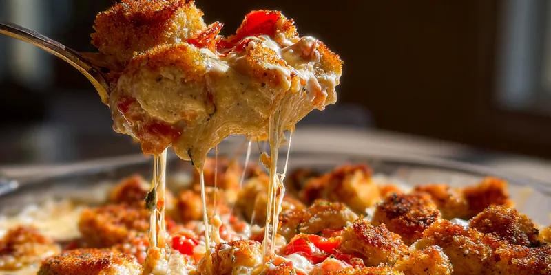 Delicious Cheesy Baked Chicken Bowl served on a plate
