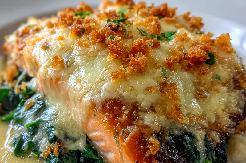 Cooking process for Cheesy Baked Salmon Delight