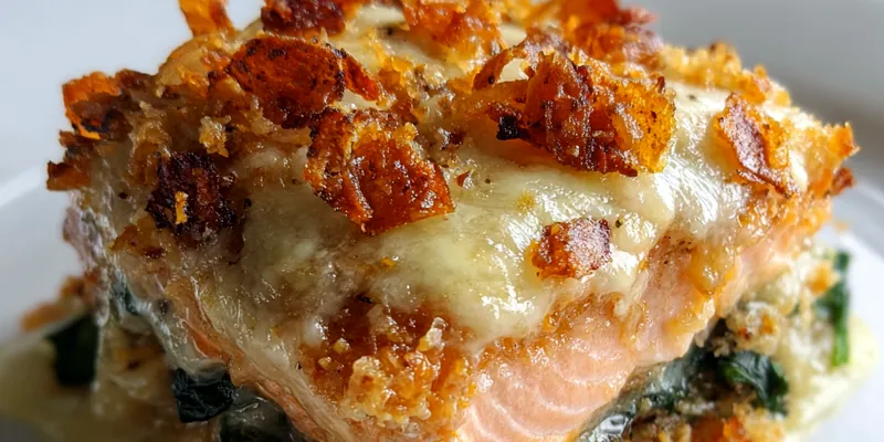 Delicious Cheesy Baked Salmon Delight served on a plate