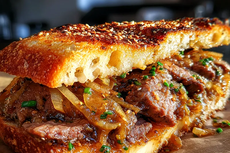 Cooking process for Cheesy Beef Sandwich Delight