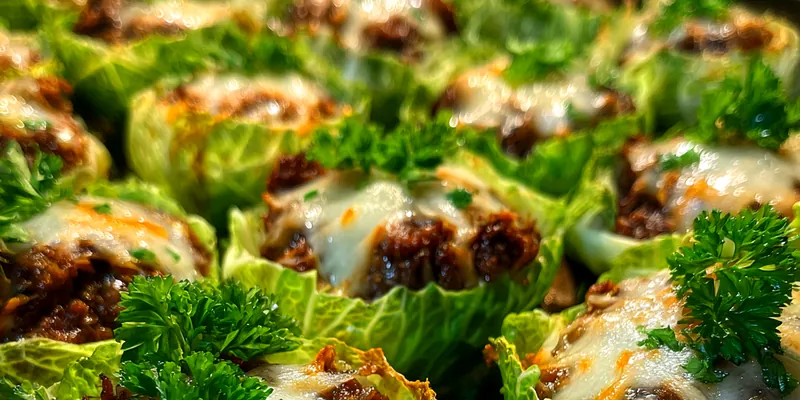 Delicious Cheesy Cabbage Beef Cups served on a plate