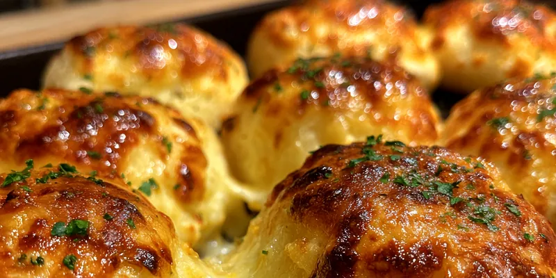 Delicious Cheesy Garlic Butter Bombs served on a plate