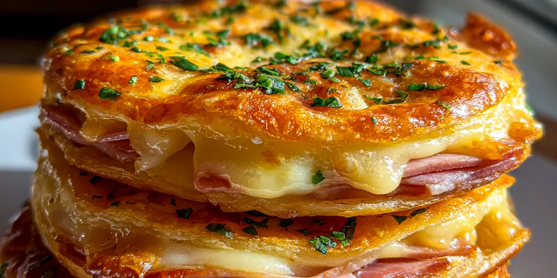 Delicious Cheesy Ham Puff Pastries served on a plate