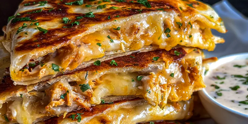 Delicious Cheesy Honey Chicken Quesadillas served on a plate