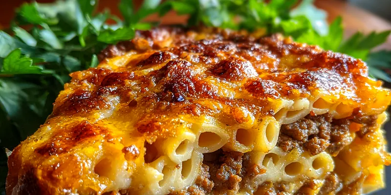 Delicious Cheesy Macaroni Meatloaf served on a plate