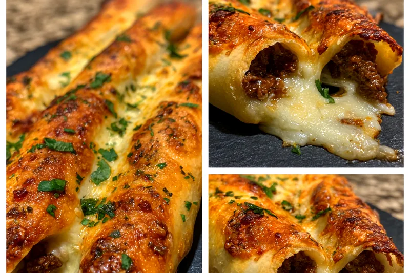 A colorful array of ingredients for Cheesy Philly Breadsticks Delight including dough, cheeses, and vegetables.