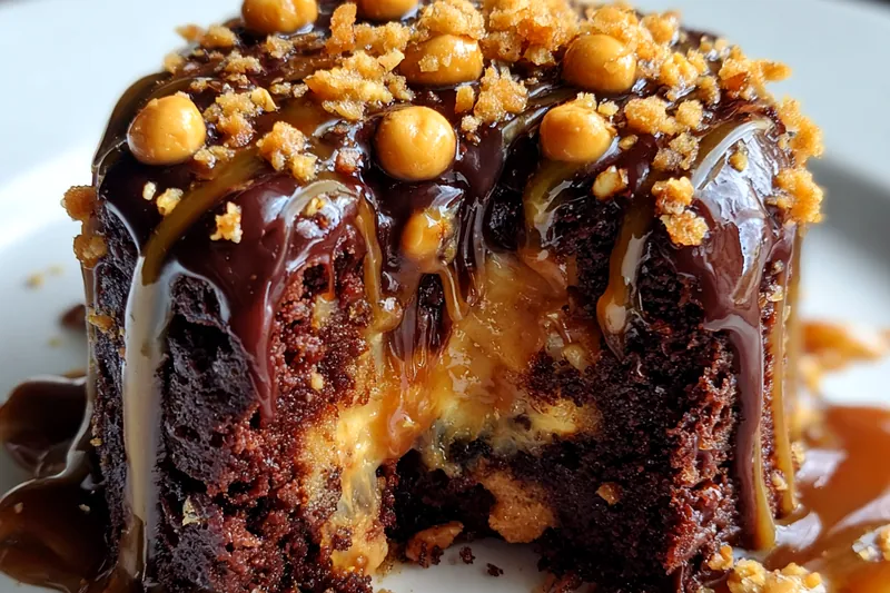 Fresh ingredients for Chocolate Caramel Peanut Cake