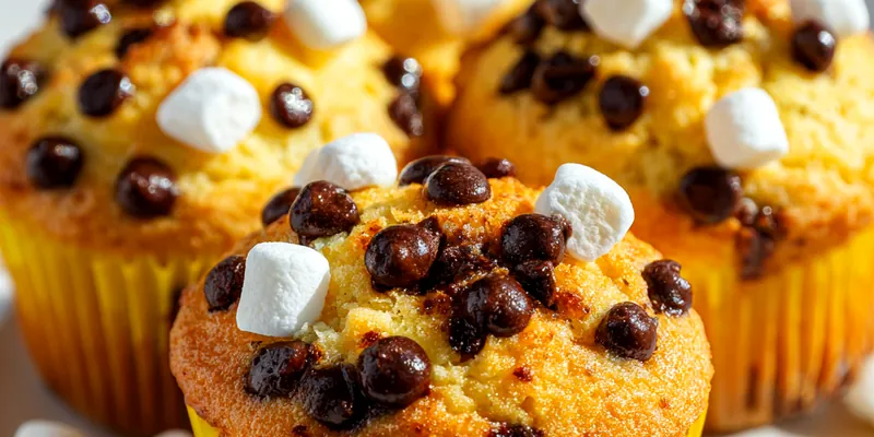 Delicious Chocolate Marshmallow Banana Muffins served on a plate