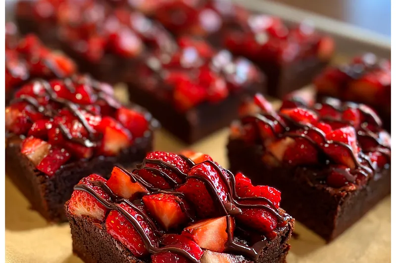Fresh ingredients for Chocolate Strawberry Brownies