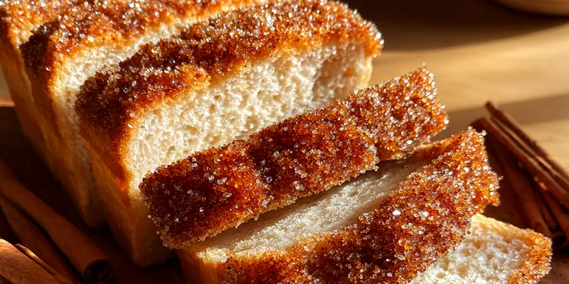 Delicious Cinnamon Sugar Crusted Bread served on a plate