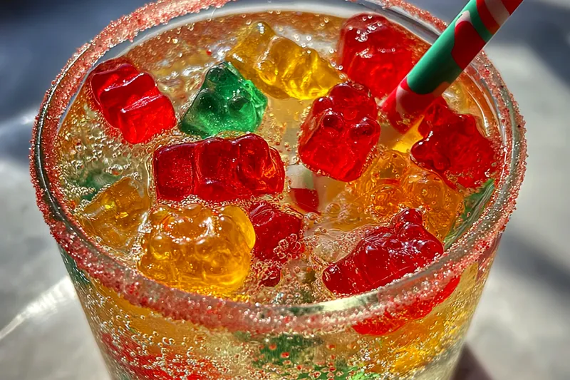 Fresh ingredients for Colorful Gummy Bear Fizz