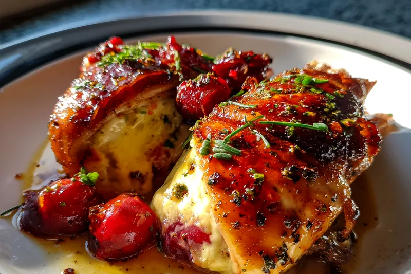 Cooking process for Cranberry Brie Chicken Delight