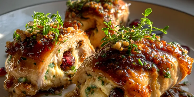 Delicious Cranberry Brie Chicken Delight served on a plate