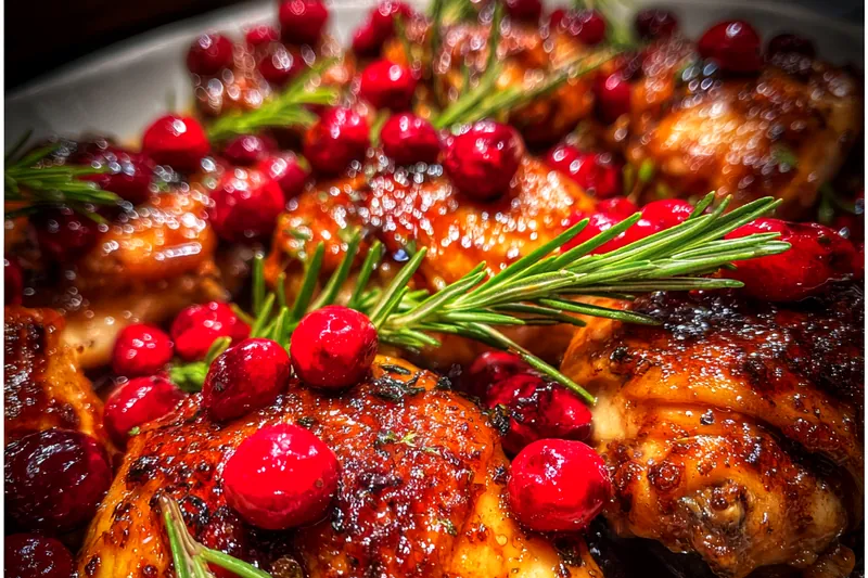 Cooking process for Cranberry Glazed Chicken Thighs