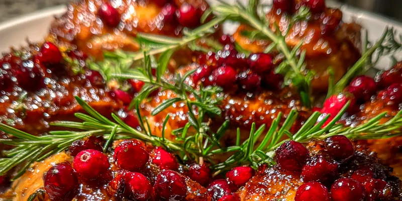 Delicious Cranberry Glazed Chicken Thighs served on a plate