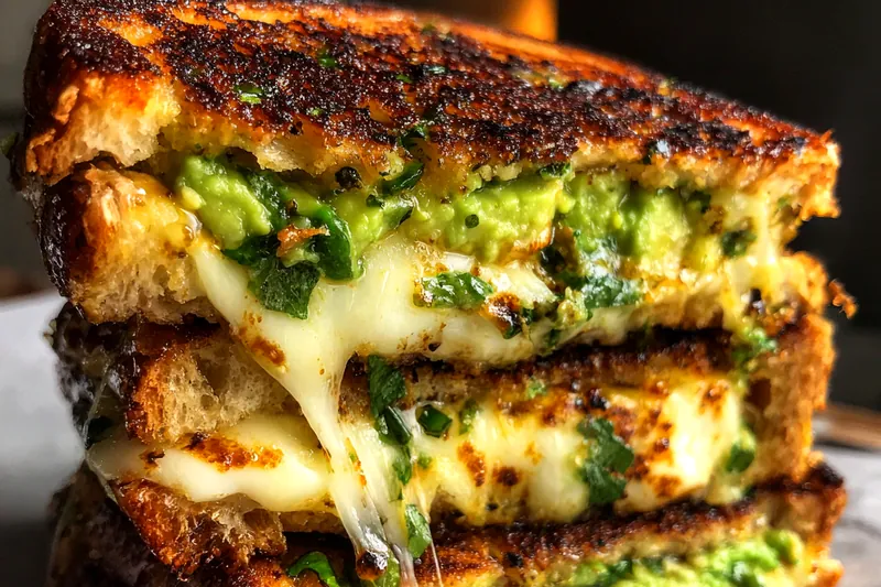 Cooking process for Creamy Avocado Grilled Sandwich