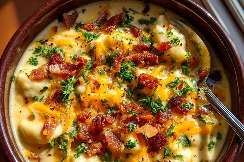 Cooking process for Creamy Bacon Cheddar Soup