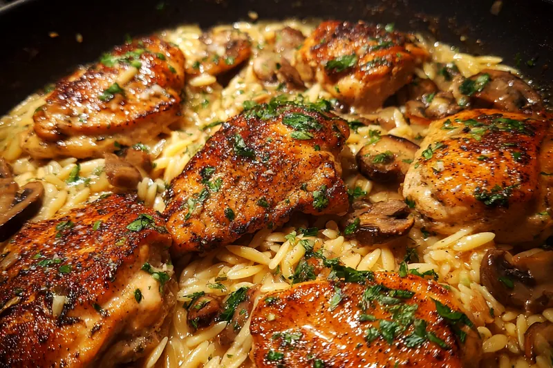 Cooking process for Creamy Chicken Orzo Delight