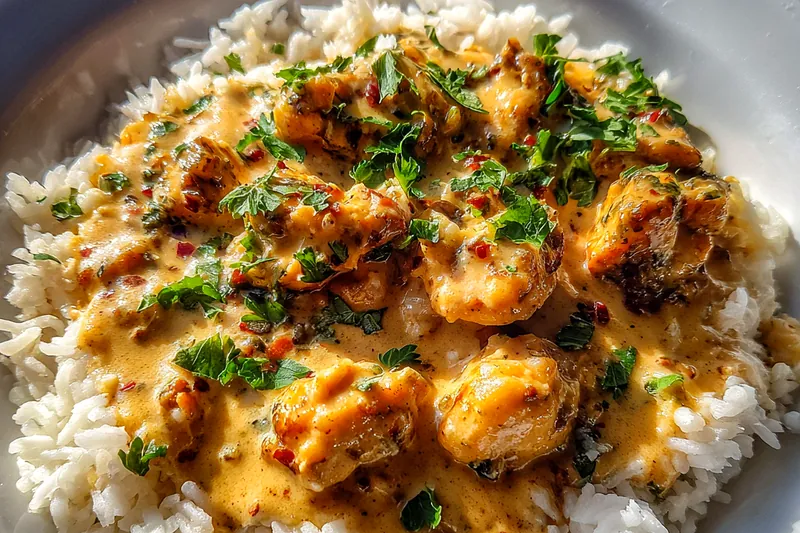 Fresh ingredients for Creamy Chicken Rice Delight