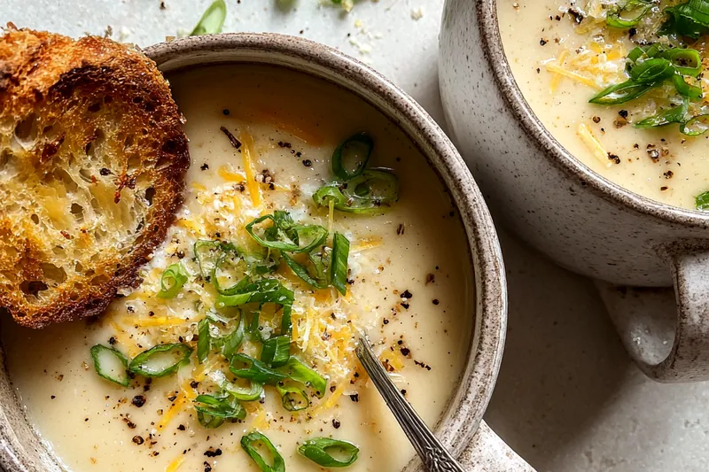 Cooking process for Creamy Garlic Cheddar Soup