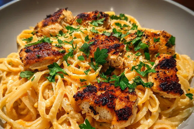 Cooking process for Creamy Grilled Chicken Pasta