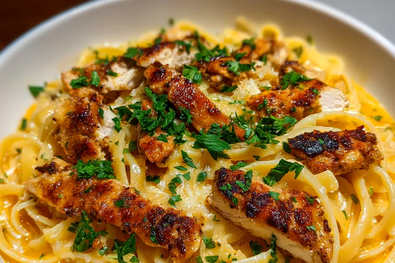 Fresh ingredients for Creamy Grilled Chicken Pasta
