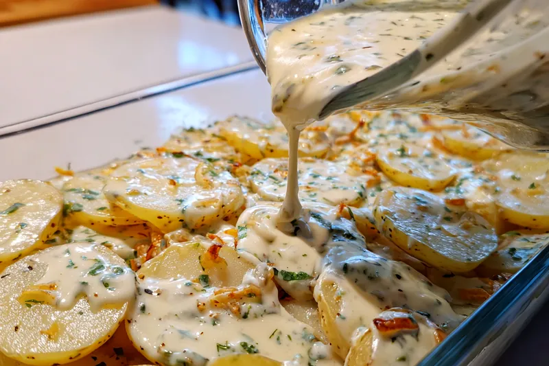 Cooking process for Creamy Herb Potato Bake