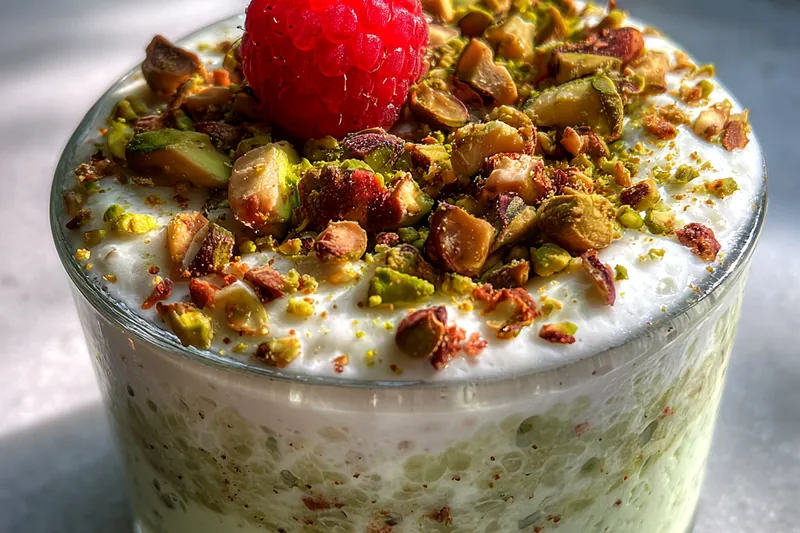 Cooking process for Creamy Pistachio Oatmeal Delight