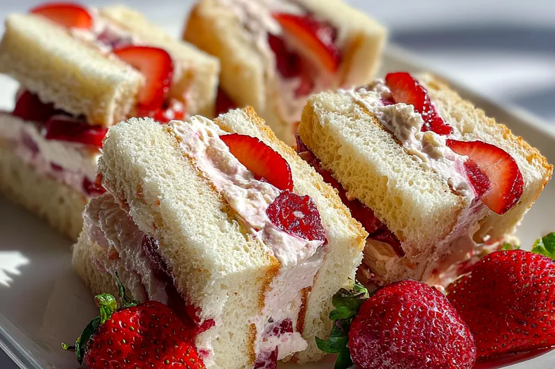 Cooking process for Creamy Strawberry Tea Sandwiches