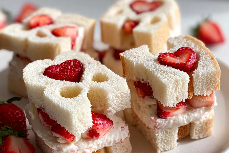 Fresh ingredients for Creamy Strawberry Tea Sandwiches