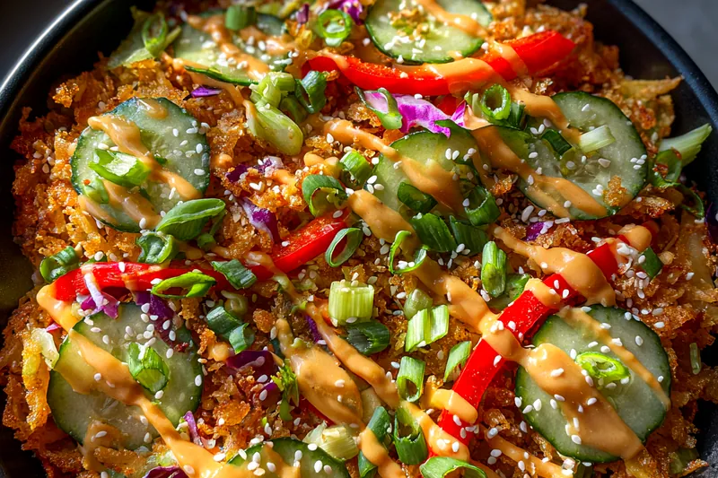 Fresh ingredients for Crispy Asian Rice Bowl