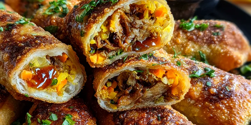 Delicious Crispy BBQ Rolls served on a plate
