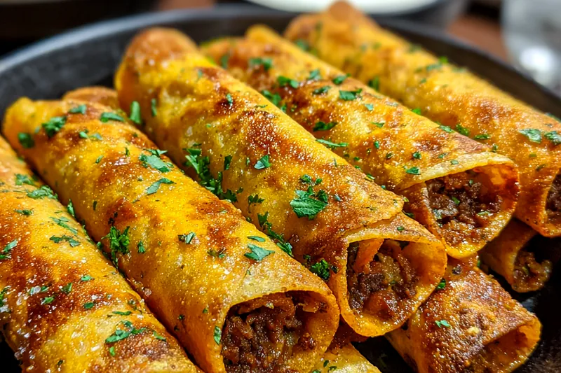 A vibrant display of fresh ingredients for Crispy Beef Taquitos Delight.