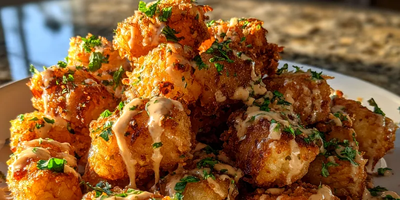 Delicious Crispy Cheddar Tots served on a plate