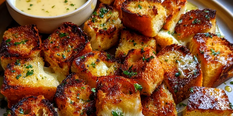 Delicious Crispy Cheese Bread Bites served on a plate