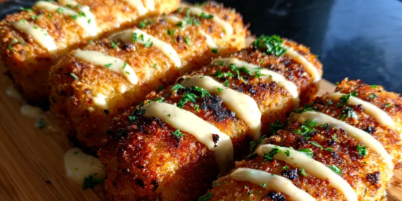 Delicious Crispy Cheese Potato Sticks served on a plate
