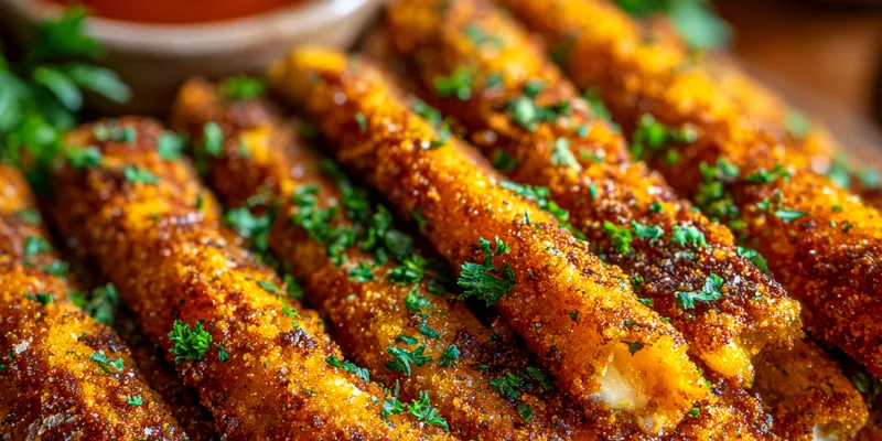 Delicious Crispy Cheese Sticks served on a plate