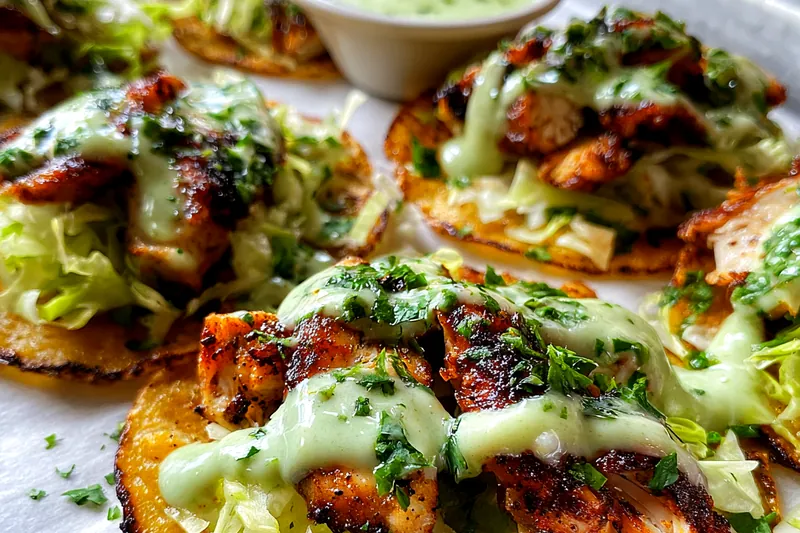 Cooking process for Crispy Chicken Tacos with Herb Sauce