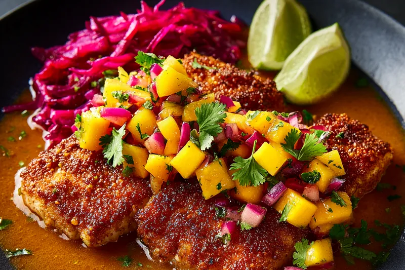 Fresh ingredients for Crispy Fish with Mango Salsa