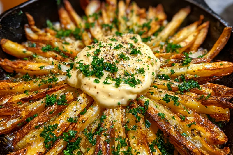 Chef Mitchell in action, baking crispy fries and preparing aioli in the kitchen.