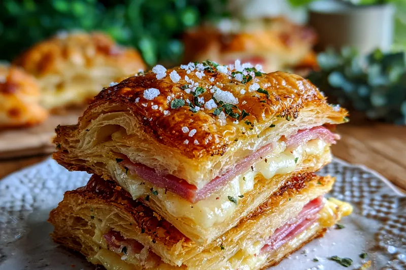 Cooking process for Crispy Ham Cheese Stacks