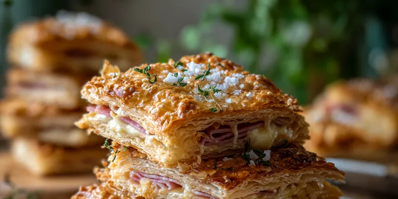 Delicious Crispy Ham Cheese Stacks served on a plate