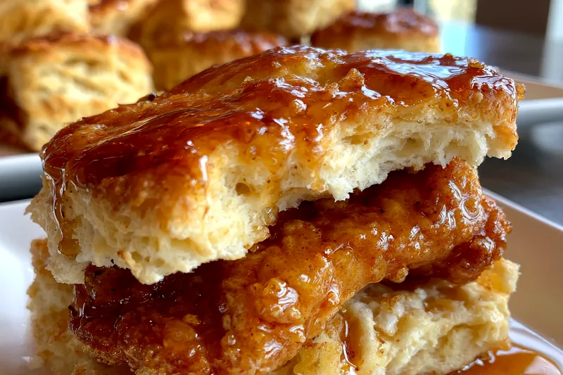 Cooking process for Crispy Honey Chicken Biscuits